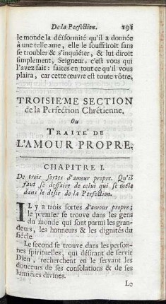 Troisieme Section da la Perfection Chretienne. Ou Traité De L'Amour Propre.