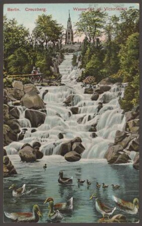 Ansichtskarte Ententeich, Wasserfall im Viktoriapark