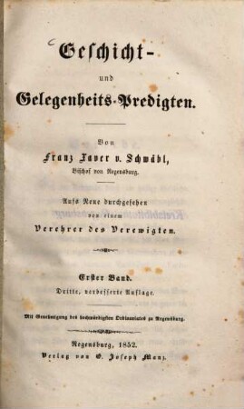 Geschicht- und Gelegenheits-Predigten, 1