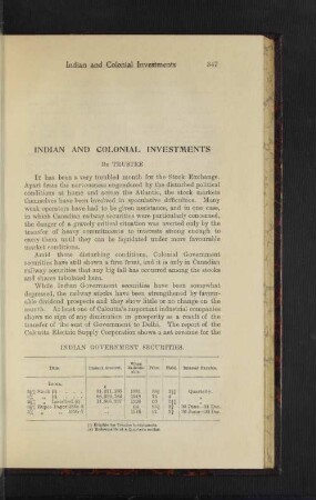 Indian and Colonial Investments.