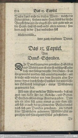 Das 15. Capitel. Von Danck-Schreiben