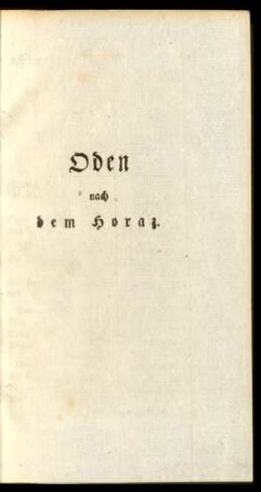 Oden nach dem Horaz