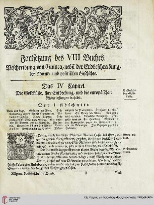 Das IV. Kapitel: Die Goldkueste, ihre Entdeckung, und die europaeischen Niederlassungen daselbst
