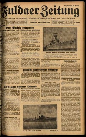 Ausgabe vom Donnerstag, den 25. Januar 1940.
