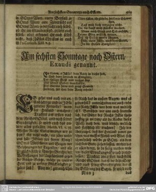Am sechsten Sonntage nach Ostern, Exaudi genannt