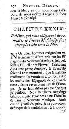 Raisons, que nous obligerent de remonter le Fleuve Meschasipi sans aller plus loin vers la Mer.