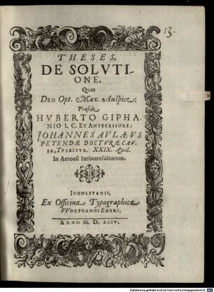 Theses, De Solvtione