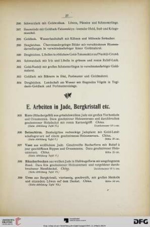 E. Arbeiten in Jade, Bergkristall etc. (Nr. 305-333)