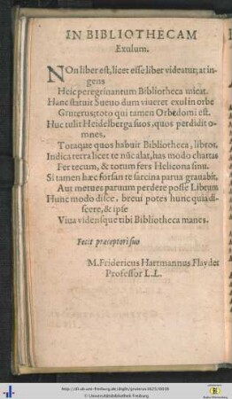 In Bibliothecam Exulum.