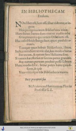 In Bibliothecam Exulum.
