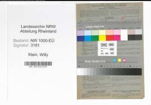Entnazifizierung Willy Klein, geb. 01.10.1902 (Elektromonteuer)