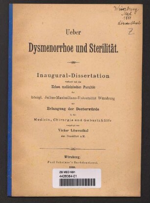 Ueber Dysmenorrhoe und Sterilität