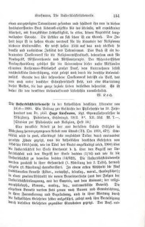 151-152 [Rezension] Kaufmann, Hugo, Die Unsterblichkeitsbeweise in der katholischen deutschen Literatur