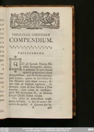 Theologiae Christianae Compendium.