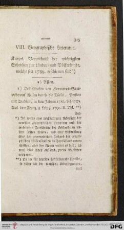 $ VIII. Geographische Litteratur