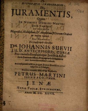 Disputatio Inauguralis De Juramentis