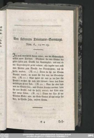 Am siebenten Trinitatis-Sonntage. Röm. 6, 19-23.