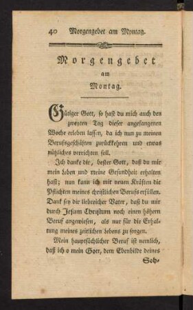 40-45, Morgengebet am Montag