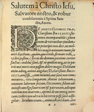 Epistola Paramythētikē, Una cum Elegidio Eiusdem Generis, Ad Clarißimum virum, D. Ioannem Busereutium, Iureconsultum, Inclitaeque Reip. Noricae Consiliarium ...