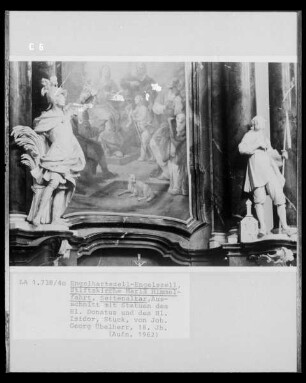 Seitenaltar mit Stuckfiguren der Heiligen Donatus und Isidor