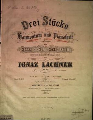 Drei Stücke für Harmonium und Pianoforte : op. 59