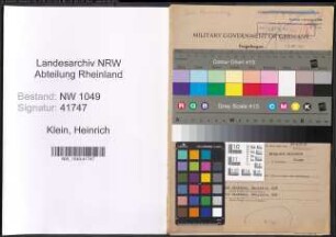 Entnazifizierung Heinrich Klein , geb. 26.06.1910 (Werkmeister)