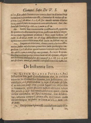 De Instantia litis.