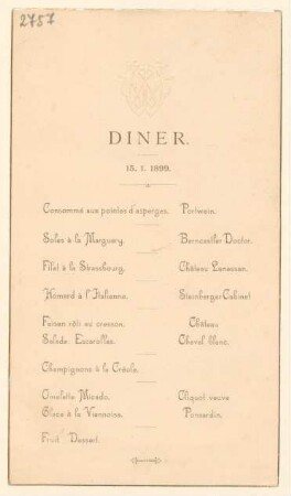 Menükarte : Diner