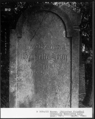Grabstein von Henriette Levy (+ 1915.02.08)
