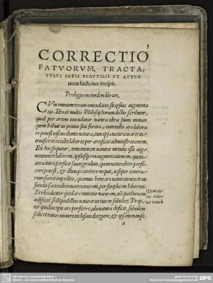 Correctio Fatuorum, Tractatulus satis perutilis et autenticus foeliciter incipit.