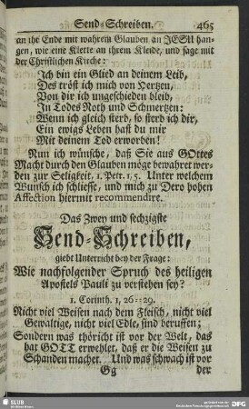 Das Zwey und sechzigste Send-Schreiben