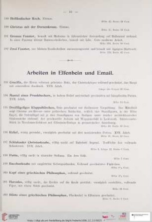 Arbeiten in Email und Elfenbein (Nr. 193 - 213)
