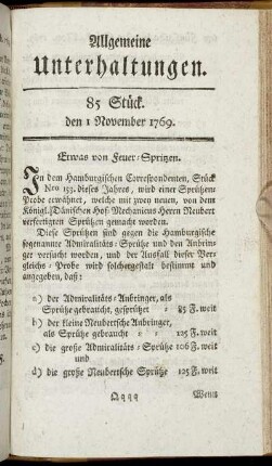 85 Stück. d. 1. November 1769.