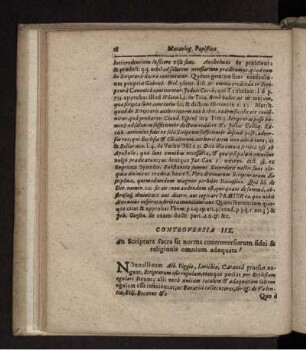 An Scriptura Sacra sit norma controversiarum fidei & religionis omnium adaequata?