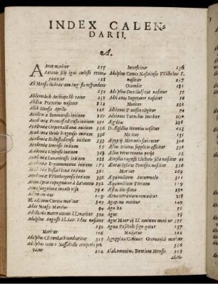 Index Calendarii.