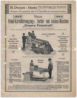 Kartoffelreinigungs-, -sortier- und -auslesemaschine