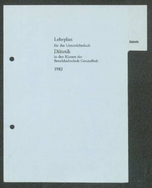 Lehrplan für das Unterrichtsfach Diätetik ...