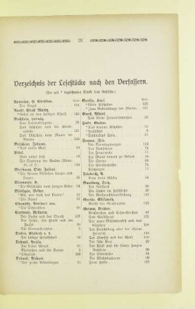 Verzeichnis der Lesestücke nach den Verfassern