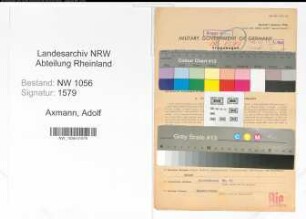 Entnazifizierung Adolf Axmann , geb. 08.01.1899 (Postbeamter)