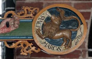 Rechtes Medaillon: Markuslöwe