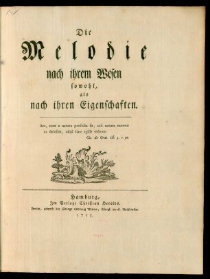 Die Melodie nach ihrem Wesen sowohl, als nach ihren Eigenschaften