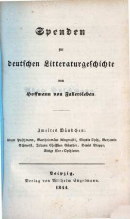 Spenden zur deutschen Litteraturgeschichte, 2