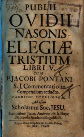 Elegiae tristium libri V.