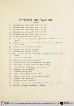 Porzellane und Fayencen (Nr. 116-245