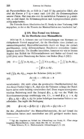 § 119. Eine Formel von Schwarz für die Oberfläche einer Minimalf lache