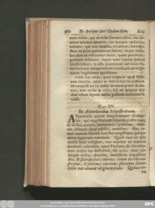 Cap. XV. De Apparitoribus Magistratum.