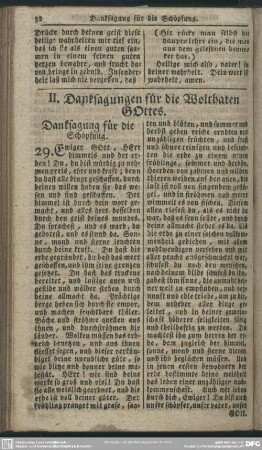 II. Danksagungen für die Wolthaten Gottes