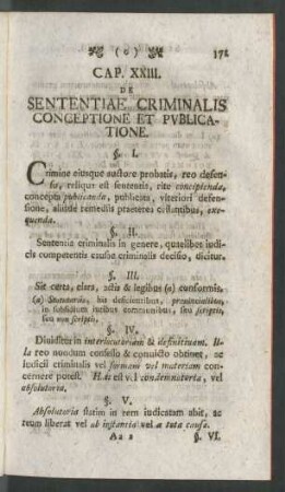 Cap. XXIII. De Sententiae Criminalis Conceptione Et Publicatione