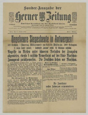 "Ungeheure Siegesbeute in Antwerpen!"