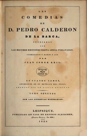 Las comedias de Pedro Calderon de la Barca : en cuatro tomos, 2
